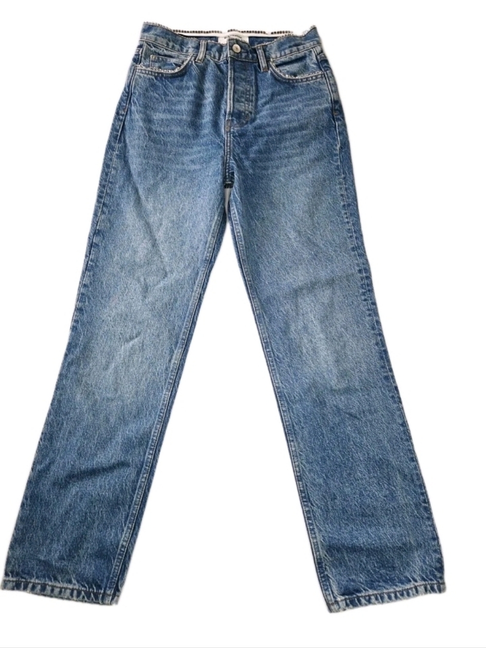 Reformation Women's Stardust High Rise Straight Leg Jeans Size 26 Bling